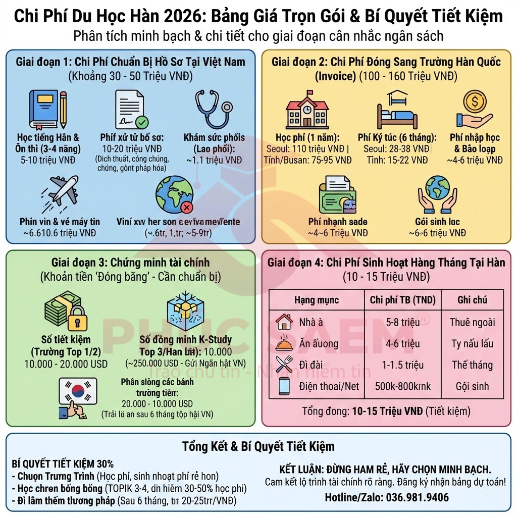 Cập nhật chi phí du học Hàn Quốc 2026